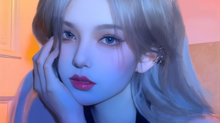 4K Asian woman with blonde hair
