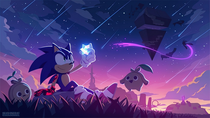Sonic the Hedgehog holding a Starfall Island crystal