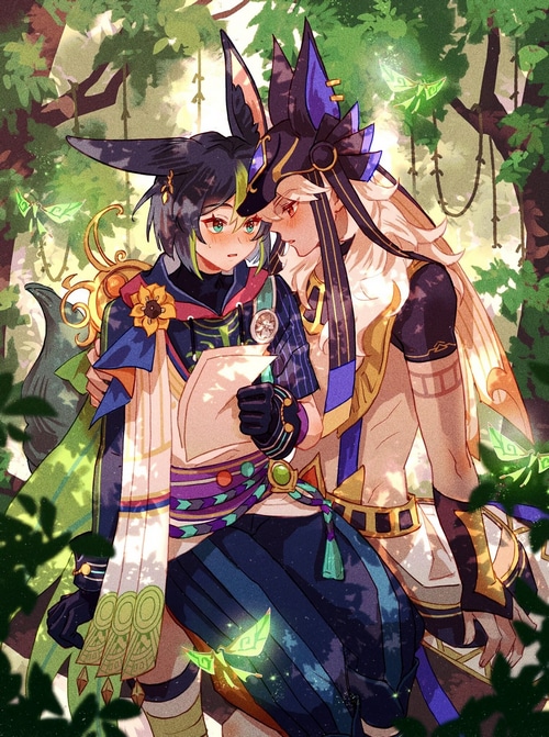 Tighnari and Cyno in Genshin Impact forest