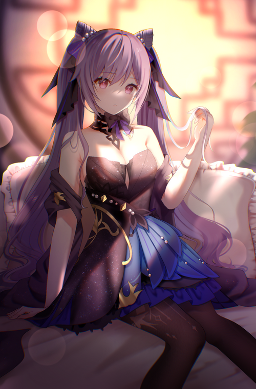 Keqing from Genshin Impact in a dress