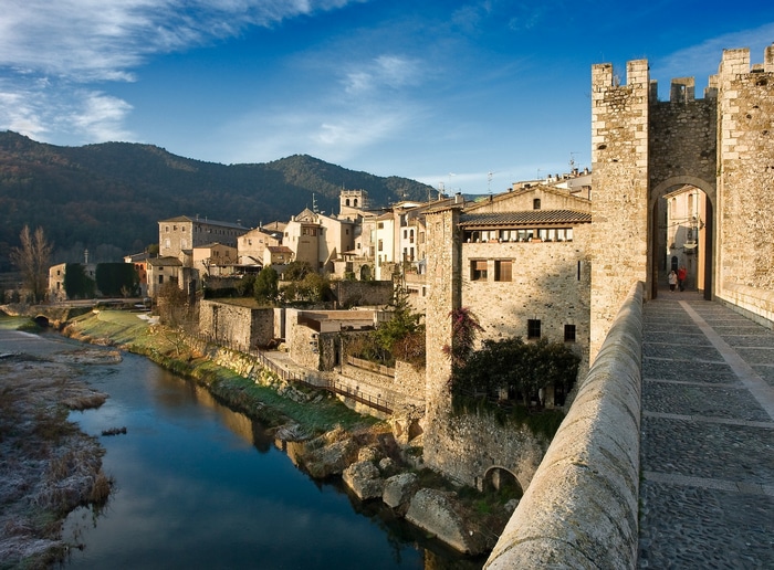 Besalu, Spain: Medieval town on a river with a stone bridge