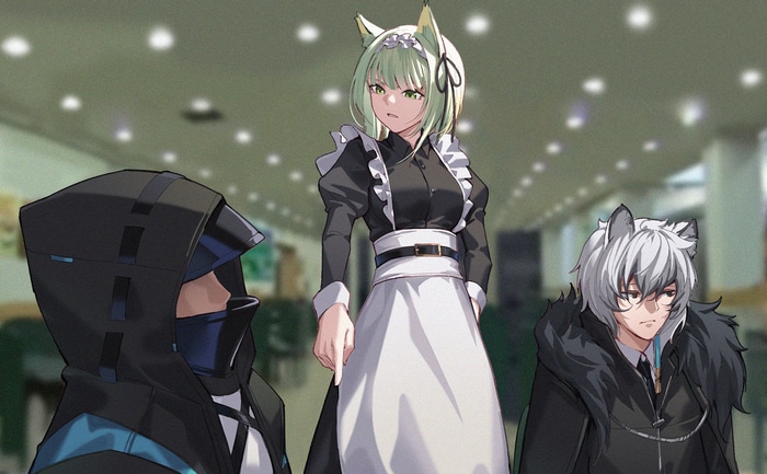 Arknights characters in maid outfit and formal wear