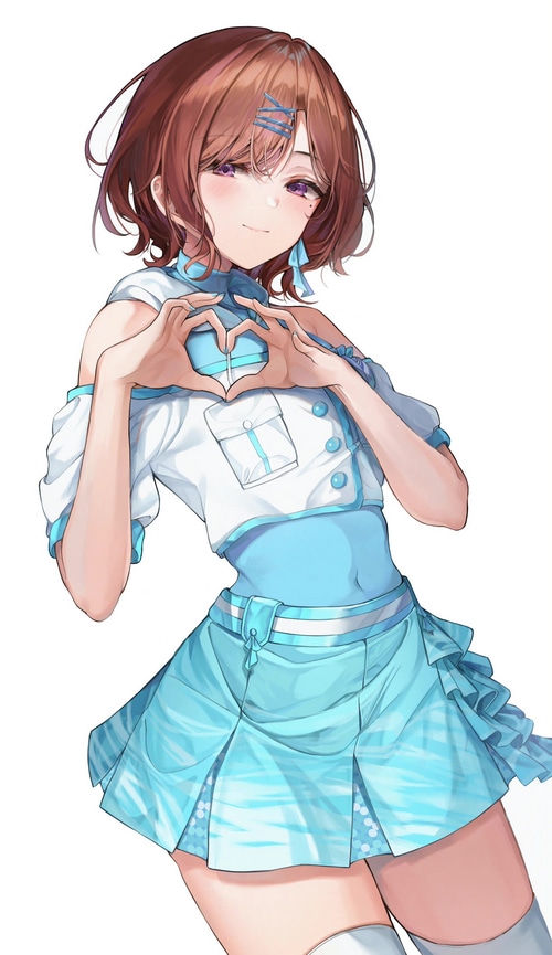 Higuchi Madoka making a heart shape with her hands