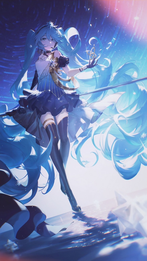 Hatsune Miku in a starry blue outfit