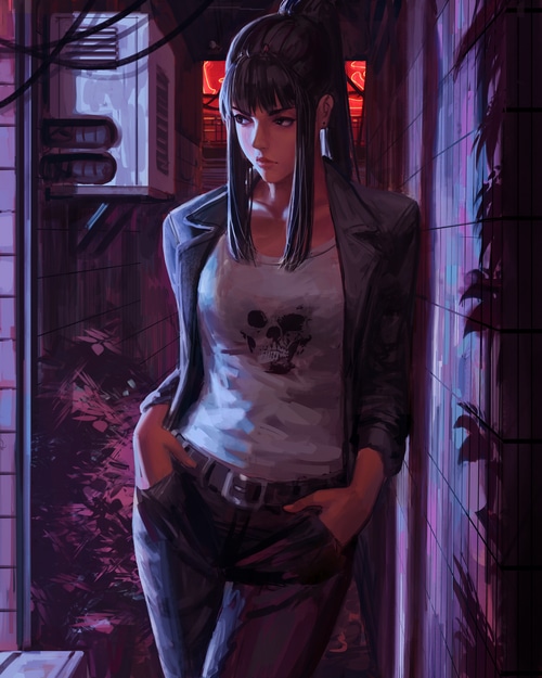 4K concept art of a woman in a hallway