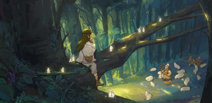 4K Fantasy Forest with Sheep and Spirits