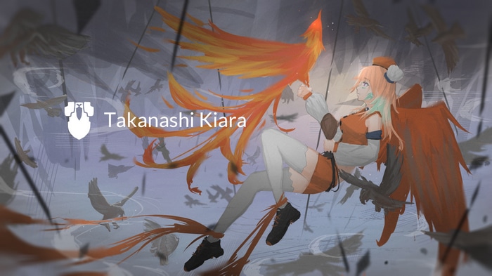 Takanashi Kiara with a phoenix and birds