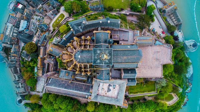 4K Aerial View of Mont Saint-Michel, France