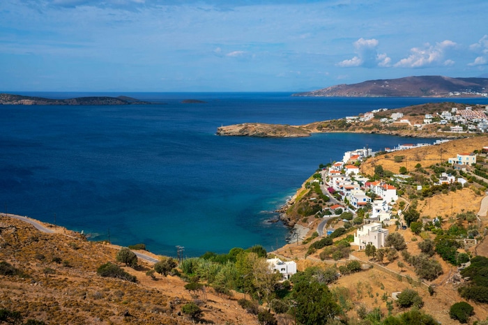 Coastal village on Andros Island, Greece