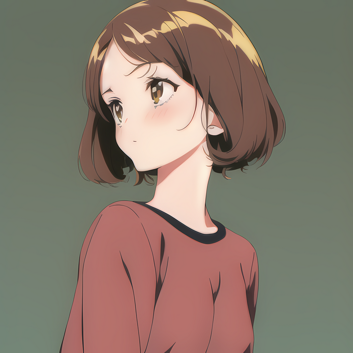 Anime girl with short brown hair and brown eyes