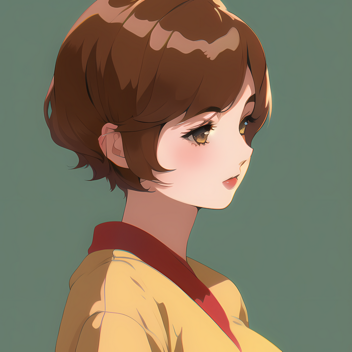 Anime girl with brown hair and brown eyes