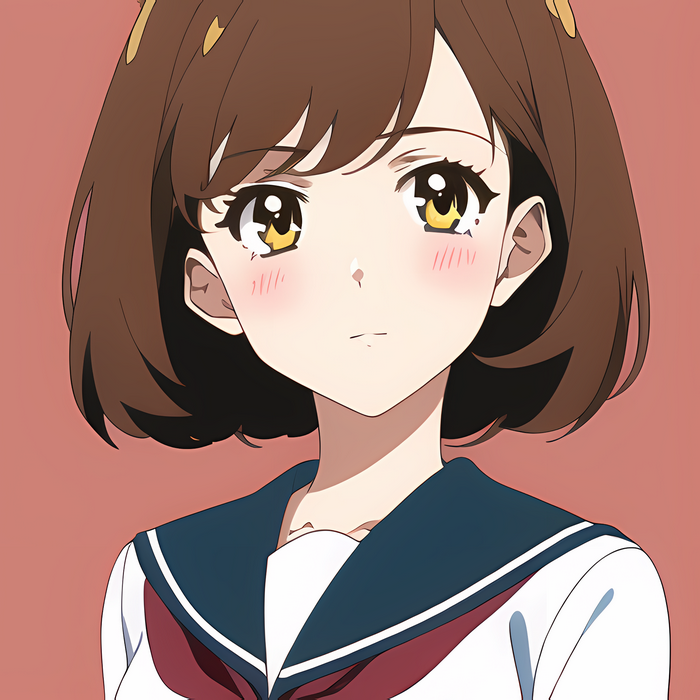 Anime girl with brown hair and brown eyes