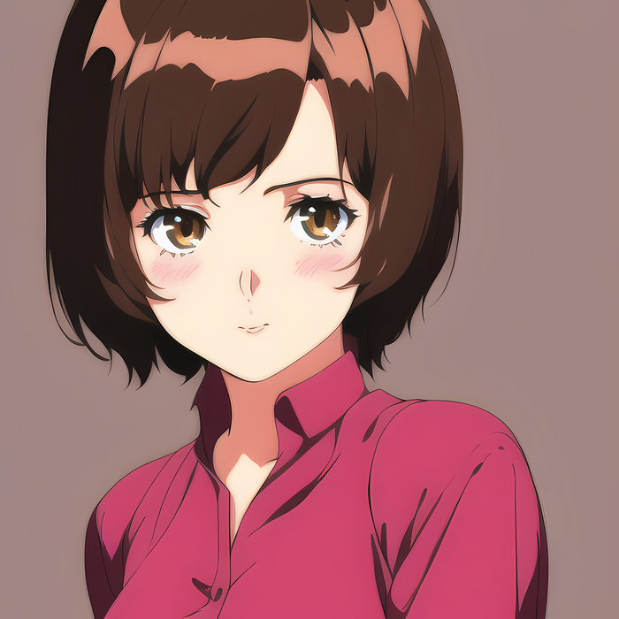 Anime girl with brown hair and brown eyes
