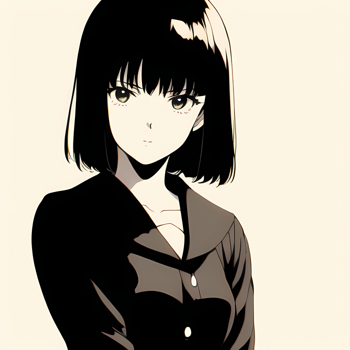 Anime girl with short black hair