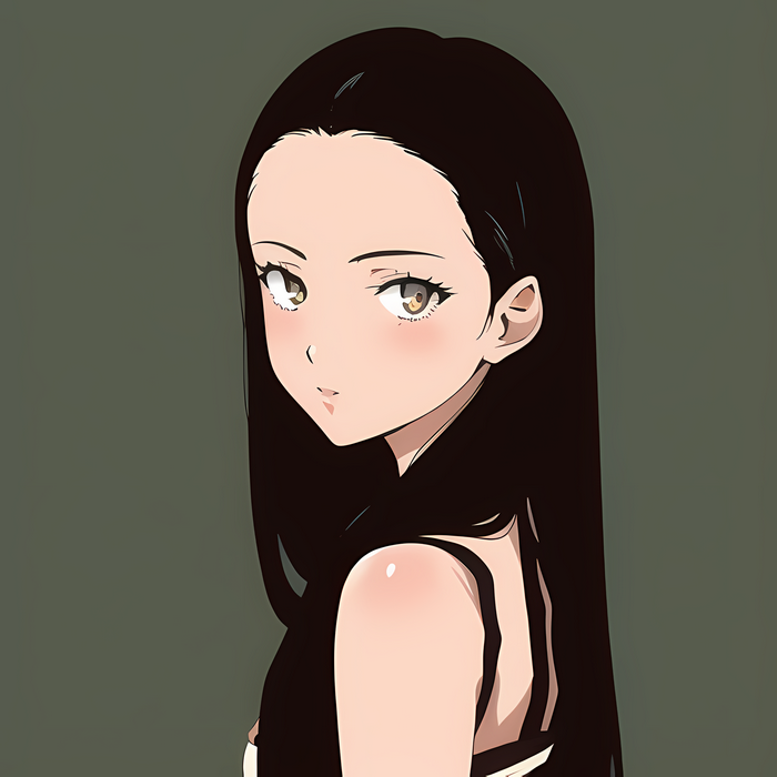 Anime girl with long black hair