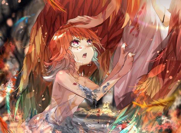 Takanashi Kiara Crying with Phoenix Wings