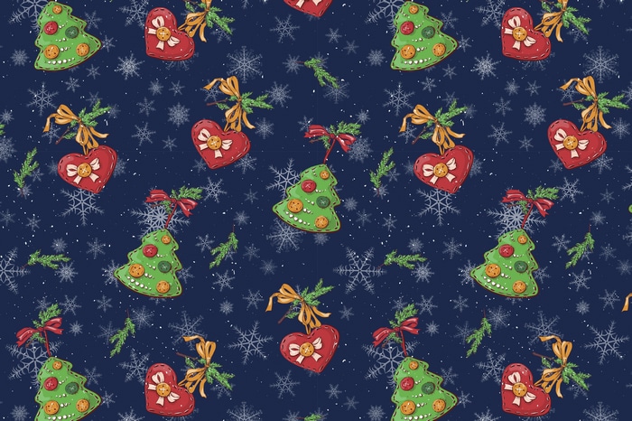 Christmas ornaments and snowflakes pattern