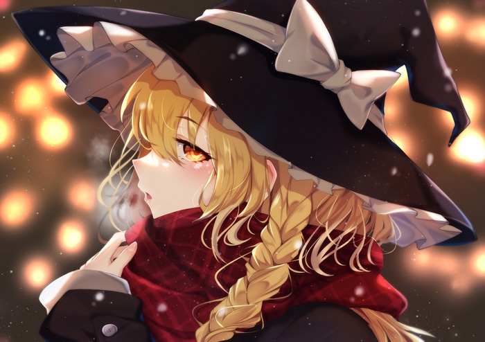 4K Kirisame Marisa with red scarf and hat