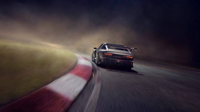 Hyundai N Vision 74 racing on a track