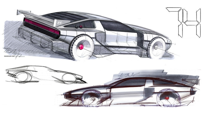 Hyundai N Vision 74 concept car sketches