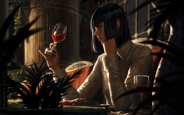 4K Concept Art of a Woman with Wine
