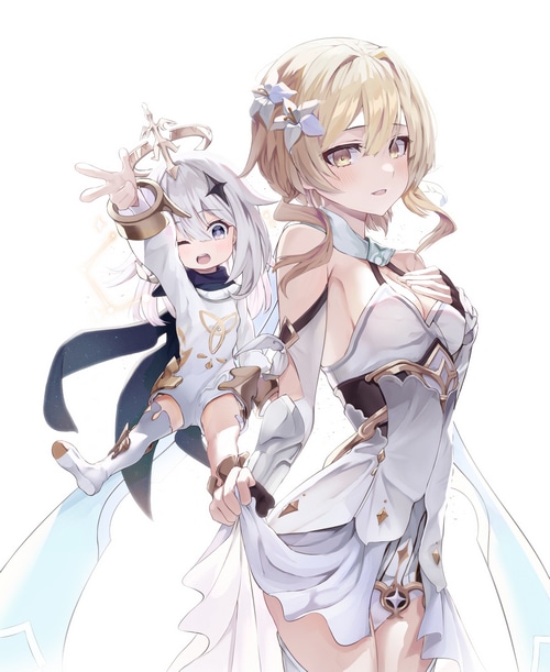 Lumine and Paimon from Genshin Impact