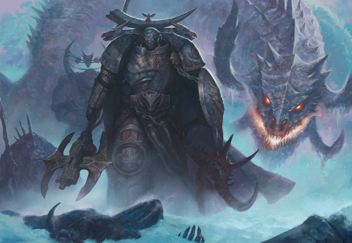 Warhammer 40,000 Space Marine with Dragons in Snow