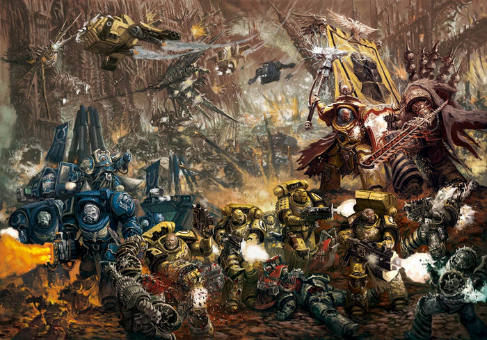 Warhammer 40,000 Battle with Ultramarines and Chaos
