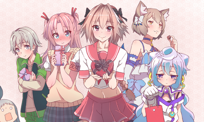 Astolfo, Felix, and friends with Valentine's gifts