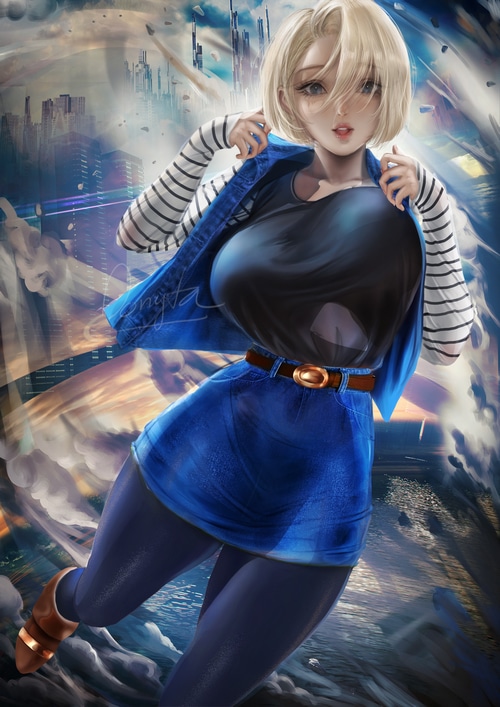 Android 18 fan art from Dragon Ball Z by Donyta