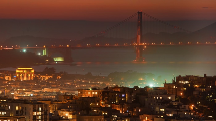 Golden Gate Bridge and San Francisco at night