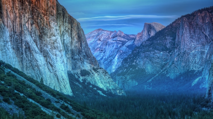 4K Yosemite Valley mountains and forest