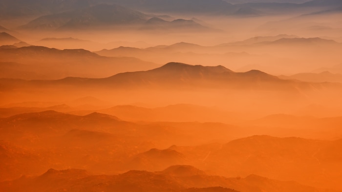 4K Mist Over Mountains in California