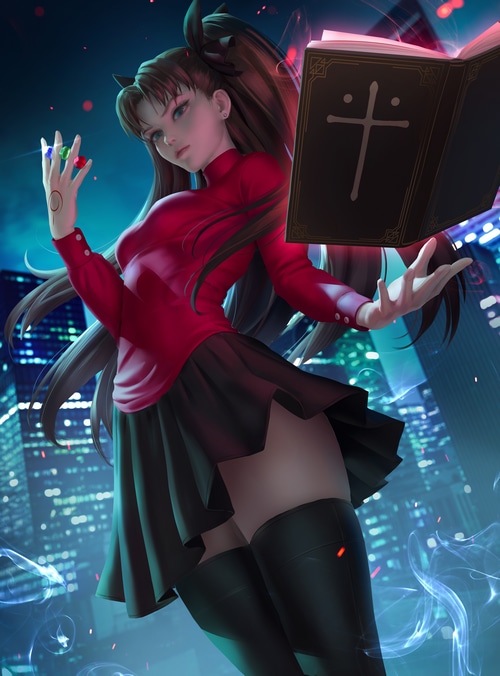 Tohsaka Rin from Fate/Stay Night with Magic Book