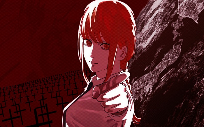 Makima from Chainsaw Man pointing forward
