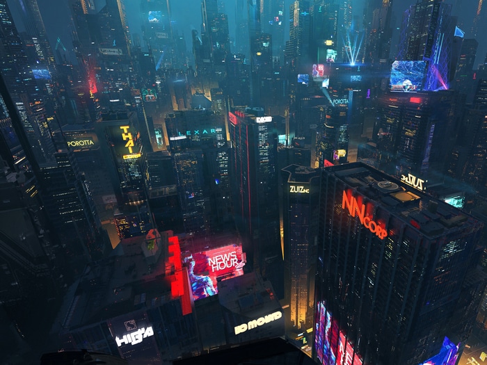 4K Cyberpunk Cityscape with Neon Lights