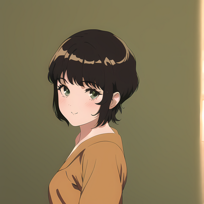 Anime girl with short brown hair