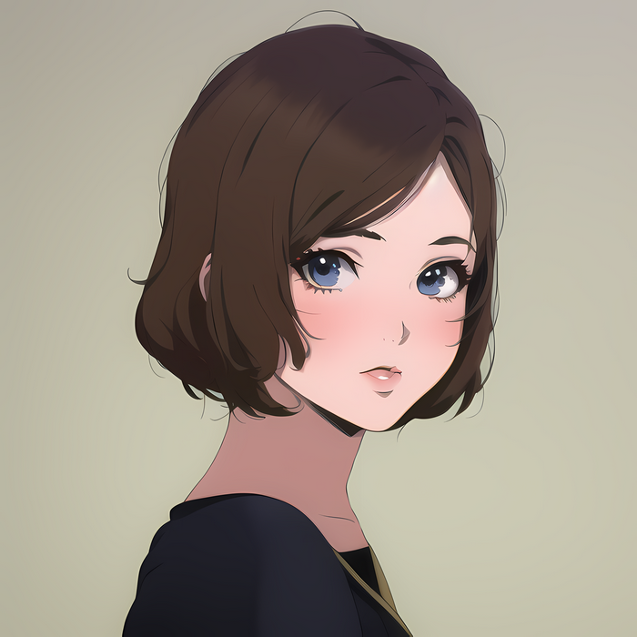 Anime girl with short brown hair