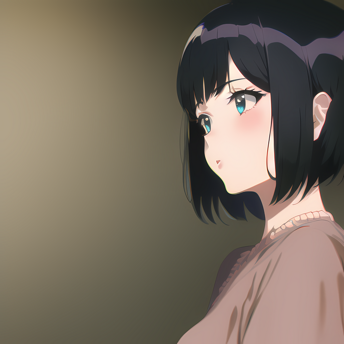Anime girl with black hair and blue eyes