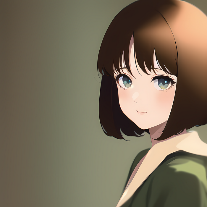 Anime girl with brown hair and blue eyes