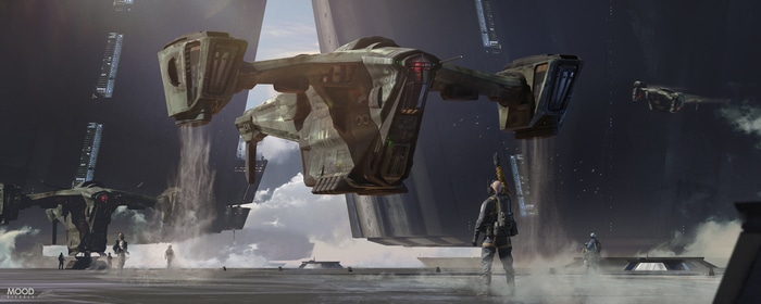 4K Science Fiction Spaceship Landing Concept Art