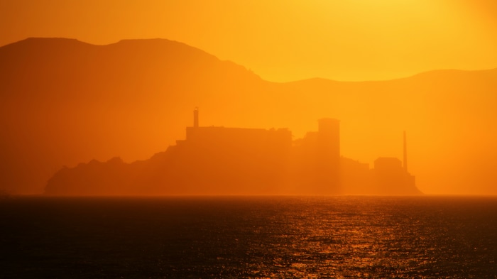 Alcatraz Island at sunset, California
