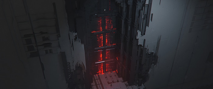 Ghostrunner 2 concept art with futuristic architecture
