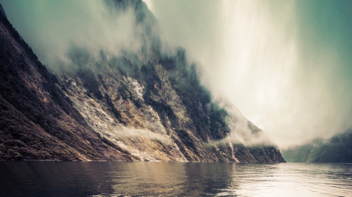 4K New Zealand Landscape with Mountains and Clouds