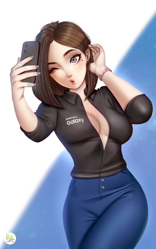 Samsung Galaxy Girl Sam taking a selfie