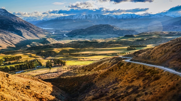 4K New Zealand Mountains Landscape with Road