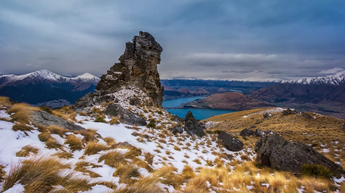 4K Snow Landscape of Mountains and Lake in New Zealand