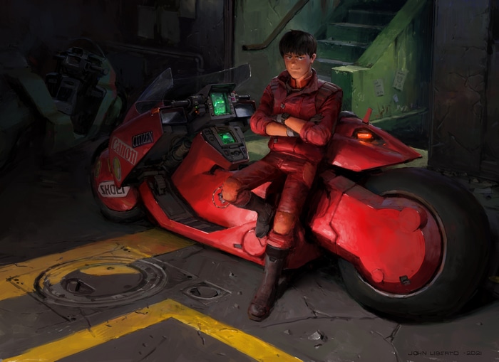 Kaneda's Motorcycle and Pilot Fan Art