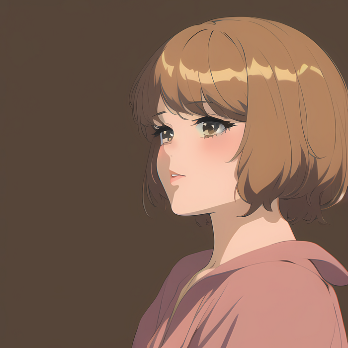 Anime girl with brown hair and pink clothing