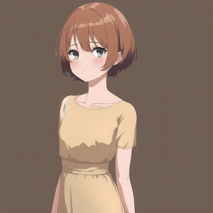Anime girl with short brown hair